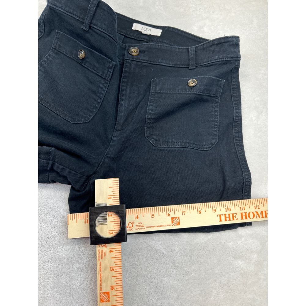 LOFT Shorts Women 6 Black The Palmer Utility Cotton Stretch Patch Pocket - Picture 8 of 8